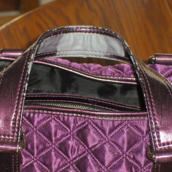 Marc Jacobs Tote Bag Quilted Purple Flawed Handles - Picture 10 of 15